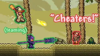 Teaming up in Terraria Hardcore PVP is totally balanced