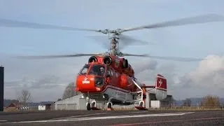 Kamov Ka-32 Heavy Lift Helicopter of Heliswiss - Start up & Take Off