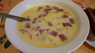 Бесподобный рецепт сырного супа с колбасой!