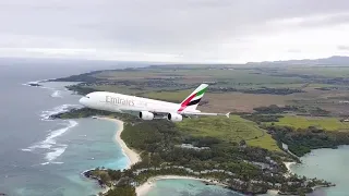 Airbus A380 takeoff using a drone