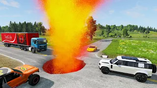 Cars vs Lava Geyser Pit #2 🔥🔥 — BeamNG.Drive — Rescind Gaming