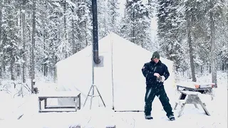 WINTER CAMPING in a SNOW STORM ALONE