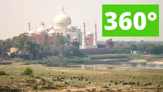 360 video: Nature and View of Taj Mahal , Agra, India