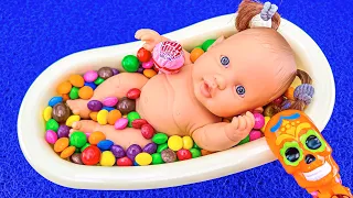 Satisfying ASMR | Full of Mixing Magic Candy in 1 Bathtub with Rainbow Lollipop & Color Pop It Relax