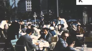 1950s Frankfurt Street Scenes, Cafes, Colour Germany Footage