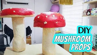 How to make an Alice in Wonderland mushroom prop | DIY mushroom props with Styrofoam & texture paste