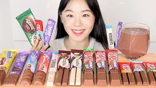 ASMR Chocolate Bar Desesrt Mukbang 초코바, 초코 우유, 초콜릿 디저트 먹방 오레오 허쉬 밀카 킷캣 Oreo Hershey's Milka Kitkat