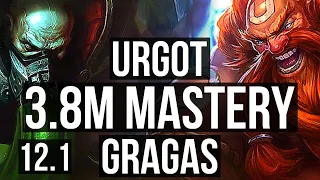 URGOT vs GRAGAS (TOP) (DEFEAT) | Rank 2 Urgot, 3.8M mastery, 7 solo kills | KR Master | 12.1