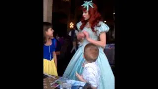 The kids meet Ariel at breakfast in the castle