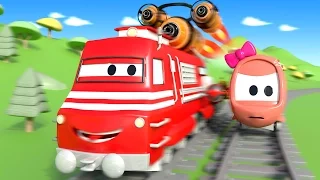 Troy The Train : The RACE in Train Town -  Cars & Trucks construction cartoon for children