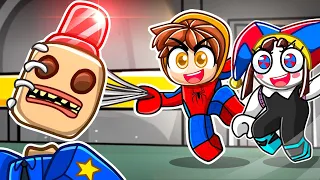 SPIDERMAN vs SIREN COP with POMNI… Roblox! The Amazing Digital Circus