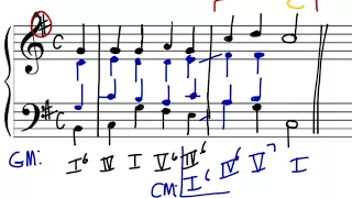 Music Theory: Harmonizing a Given Melody with a Modulation