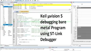 Keil μvision  bare metal program debugging of STM32 using ST-LInk debugger