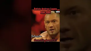 Batista destroys Legacy RAW 2009 | Batista vs Randy Orton RAW 2009 #wwe #shorts #wweraw #batista