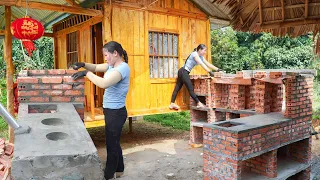 Build a beautiful new brick kitchen - Impressive construction skills of the girl - New Peaceful Life