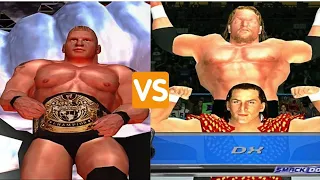 Brock Lesnar VS DX | Two on One Handicap Match | Destroying DX | Smackdown! Difficulty