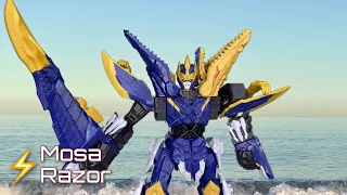 Mosa Razor Zord and Primal Ultrazord Toy Review (Power Rangers Dino Fury Season 29 Megazord)