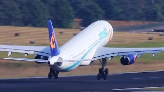 Close up action - Boeing 777, Airbus A340,  A330 Departures and Landings