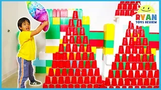 Falling Cup Tower Challenge with Ryan ToysReview