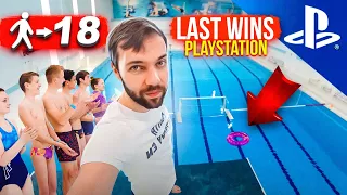 Last to Jump inside Wins PlayStation | Regular People try diving into floaty at the swimming pool