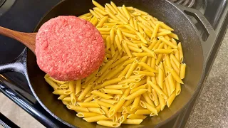 Neighbors BEGGED me for this Recipe After Trying it! Ground Beef Pasta+ Cheesy Garlic Bread