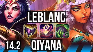 LEBLANC vs QIYANA (MID) | 9 solo kills, Legendary, 17/3/2 | KR Master | 14.2