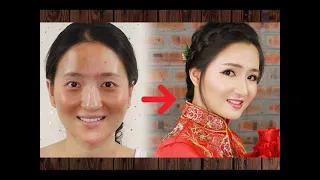 Asian women, before and after makeup