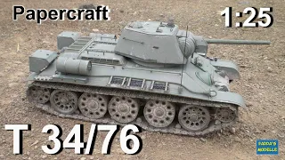 Russischer Panzer T 34/76 Kartonmodell - #papercraft