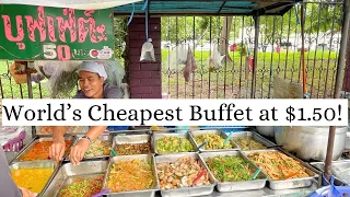 World's Cheapest Buffet in Bangkok Thailand | All You Can Eat Only $1.50 | Thai Street Food | Travel