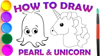 How to Draw Pearl from Finding Nemo and a Unicorn