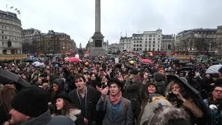 Anti Margaret Thatcher party in Trafalgar square