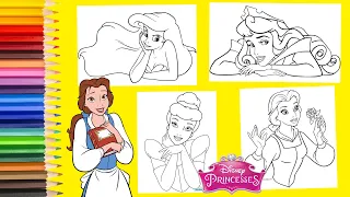 Coloring Disney Princesses Belle Cinderella Aurora & Ariel - Coloring Book