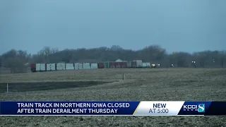 35-car train derails in northern Iowa