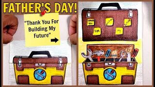 DIY Happy Father's Day FOLDING SURPRISE DRAWING  | How to Draw a Toolbox / Suitcase