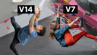 Pro Climber Coaches Amateur on HARD Boulders