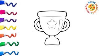 how to draw and color a golden cup step by step for kids | #goldencup #kids #drawingforkids #winter