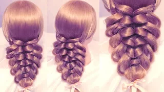 Ребристая коса на резинках | Авторские причёски | Лена Роговая | Hairstyles by REM | Copyright ©