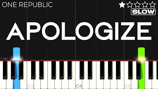 Timbaland - Apologize ft. OneRepublic | SLOW EASY Piano Tutorial