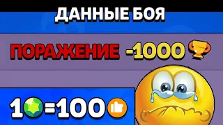 О НЕЕТ!!! СЛИЛ 1000 КУБКОВ в BRAWL STARS! 1 ГЕМ = 100 ЛАЙКОВ