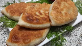 Жаренные пирожки с печёнкой и картошкой, на сковородке Тесто в хлебопечке получается пышное, как пух