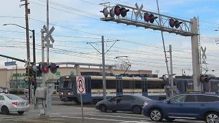 Zinfandel Dr. Railroad Crossing With Light Rail Trains Using Switch - Rancho Cordova CA