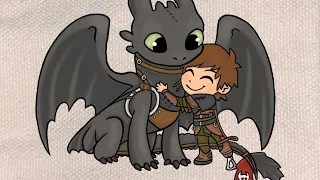 How to train your dragon 2 hiccup hugging toothless digital drawing process Timelapse video