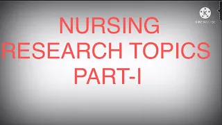 Research topics for nurses