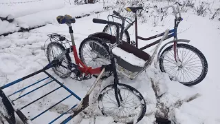 Первый снег. Что будет если кататься на велосипеде зимой? ГДЕ ДРИФТ?