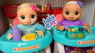 BABY ALIVE Real as can be Baby Twins Night Routine 😴 and Feeding & Changing