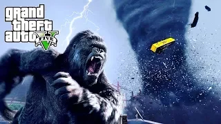 HUGE TORNADO AND KING KONG DESTROY LOS SANTOS - GTA 5 APOCALYPSE NATURAL DISASTERS MOD