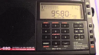 China Radio on 9580 Khz Tecsun PL 680 and DX the Cat