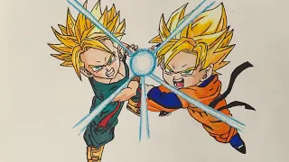 MY ART PROGRESS!!! | Goten and trunks kamehameha | time lapse drawing