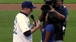 Bryan Cranston of TV's 'Breaking Bad' Interviewed at Dodger Stadium Before Throwing First Pitch