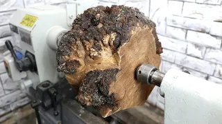 Woodturning - Burl pot with hard wax ! Чаша из капы карагача !